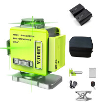 (AU Plug, 8 line) 8/12/16 Line 4D Green Light Digital Laser levels Self Leveling 360 Rotary Measuring Tools with 2 Battery