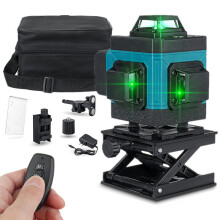 (AU Plug, 12 line) 8/12/16 Lines Green Laser Level 3D Horizontal And Vertical Self-Leveling Remote Control Indoor And Outdoor