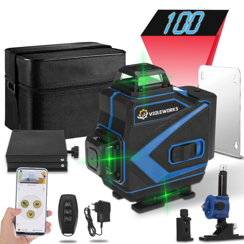 (8 line) 8/12/16 Line 360 Rotary 3D Green Laser Level Self Leveling Cross Measure Tool Set