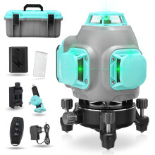 (US Plug, 12 line) 8/12/16 Lines 3D/4D Green Light Laser Level 360 Rotation Horizontal and Vertical Measuring Tool