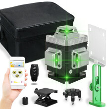 (12 line) 8/12/16 Line 360 4D Line Laser Level Green Light Self Leveling Cross Measure Tool Kit
