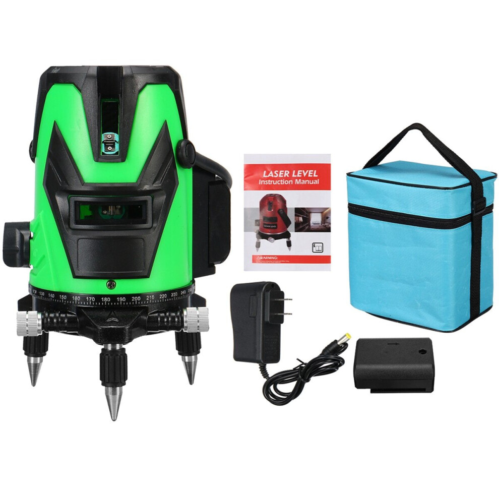 5 Line Laser Level Green Light Self Leveling 3D 360 Rotary Cross Measure Tools 8727971262696