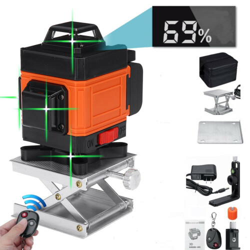 (US Plug) 16 Lines 3D 360 Green Laser Level Self-Leveling Cross Line Horizontal LCD Tool 2