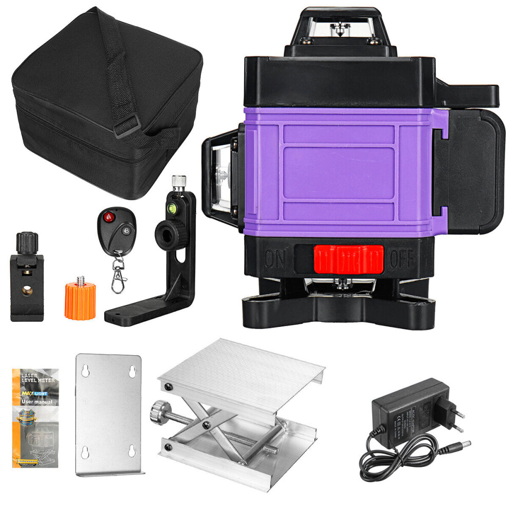 (Eu Plug) 16 Line 4D Green Light Laser Auto Self Spirit Levels 360 Rotary Cross Measure Tool 8727971264218