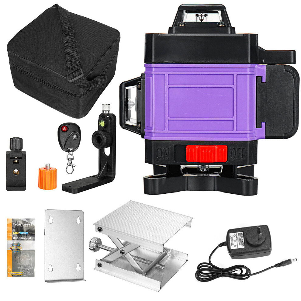 (Au Plug) 16 Line 4D Green Light Laser Auto Self Spirit Levels 360 Rotary Cross Measure Tool 8727971264249