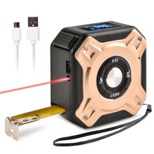 (Black Gold) 40M Laser Measuring Tape Retractable Ruler Laser Distance Meter Range Finder Electronic Roulette Digital Measuring Tape Tool