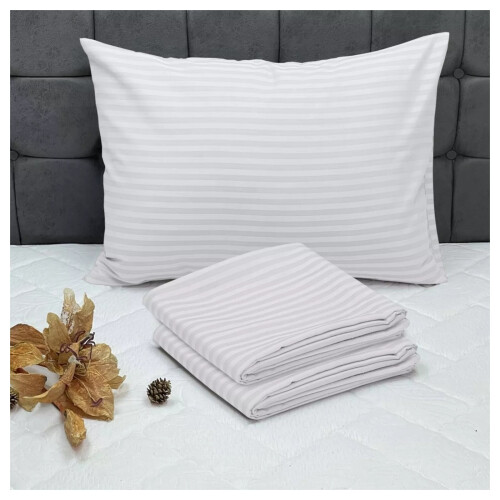 (Stripe Pillow Cover 2-Pack, White Bed Sheet 40cm Stripe Pattern) 40cm Stripe Fitted Bed Sheets Single Double King
