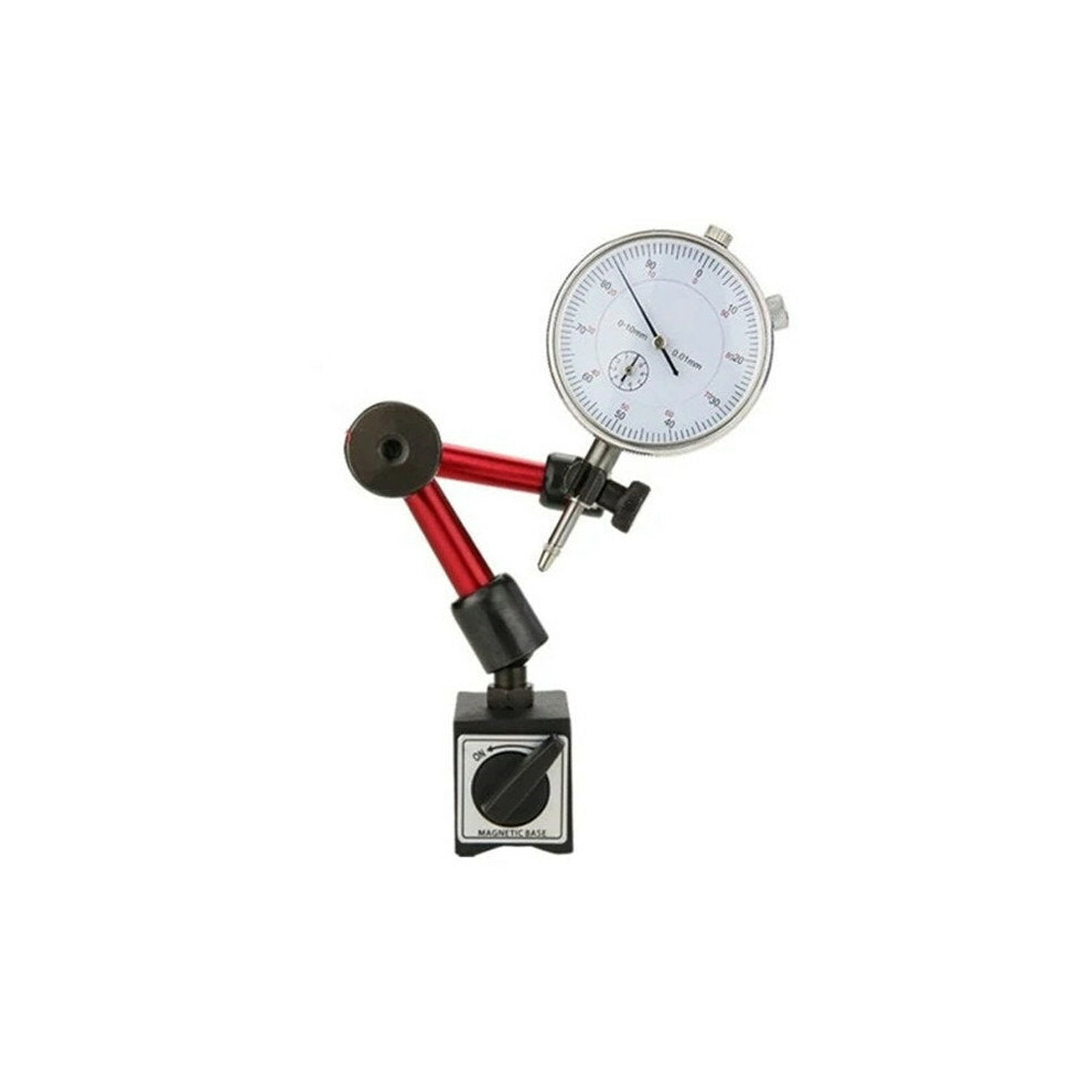 (10mm Indicator + Stand) 0-10mm/30mm/0.8mm Dial Indicator Magnetic Holder Dial Gauge Magnetic Stand Base Micrometer Measuring Tool