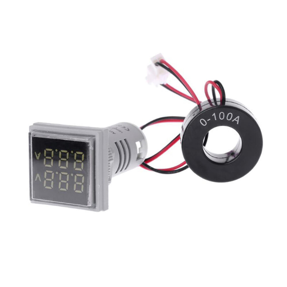 5pcs White Light AC 60-500V 0-100A D18 Square LED Digital Dual Display Voltmeter Ammeter Voltage Gauge Current Meter