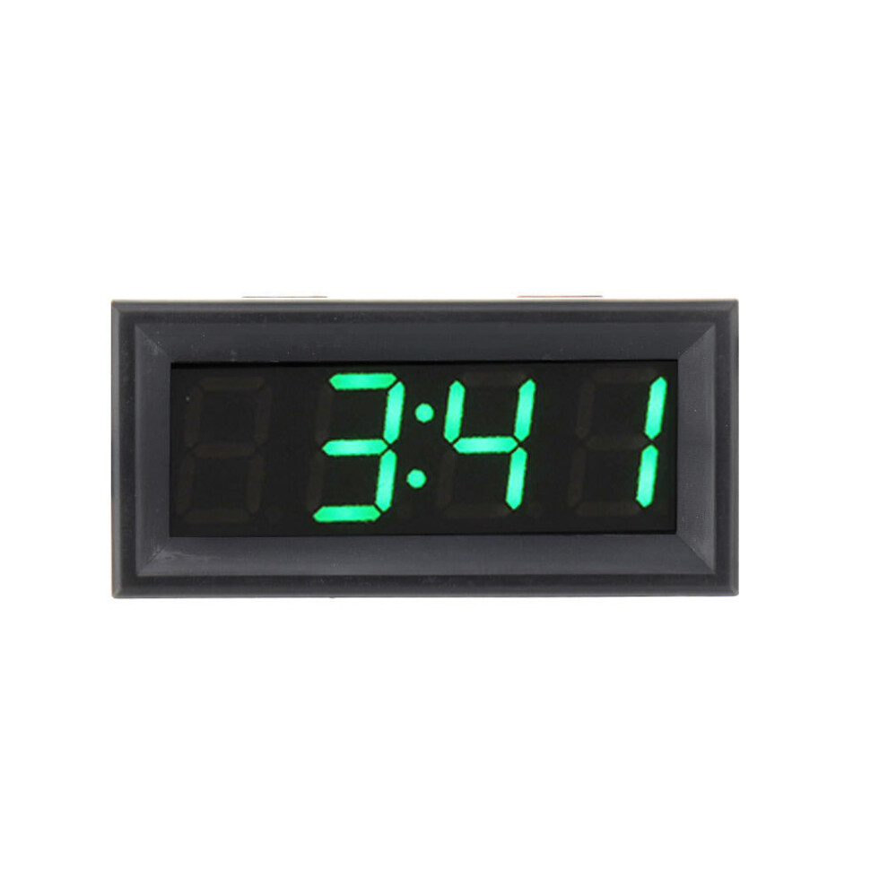 (Green) 0.56 Inch 200V 3-in-1 Time + Temperature + Voltage Display with NTC DC7-30V Voltmeter Black Watch Clock Digital Tube