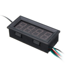 (Black, Green Light) 0.56 Inch 33V/200V 3-in-1 Time + Temperature + Voltage Display DC7-30V Voltmeter Electronic Watch Clock Digital Tube