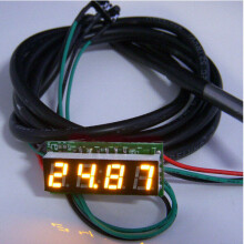 (Yellow, 200V) 0.28 Inch 3-in-1 Time + Temperature + Voltage Display DC7-30V Voltmeter Electronic Watch Clock Digital Tube