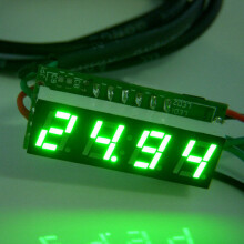 (Green, 200V) 0.28 Inch 3-in-1 Time + Temperature + Voltage Display DC7-30V Voltmeter Electronic Watch Clock Digital Tube