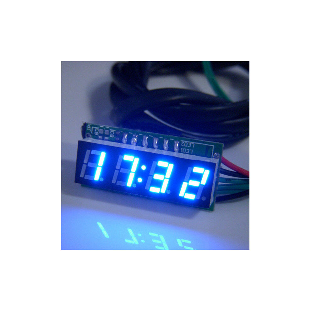 (Blue, 200V) 0.28 Inch 3-in-1 Time + Temperature + Voltage Display DC7-30V Voltmeter Electronic Watch Clock Digital Tube-image-OPC-PFKBPKM-NEW