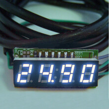 (White, 33V) 0.28 Inch 3-in-1 Time + Temperature + Voltage Display DC7-30V Voltmeter Electronic Watch Clock Digital Tube