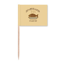 Barbecue Food Fish Fragrance Happy Toothpick Flags Marker Topper Party Decoration