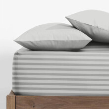 (Extra Deep Super King Fitted Sheet, Grey Bed Sheet 40cm Stripe Pattern) 40cm Stripe Fitted Bed Sheets Single Double King