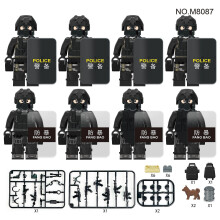 Military building block minifigure black SWAT anti-terrorism city police small particle assembly toy