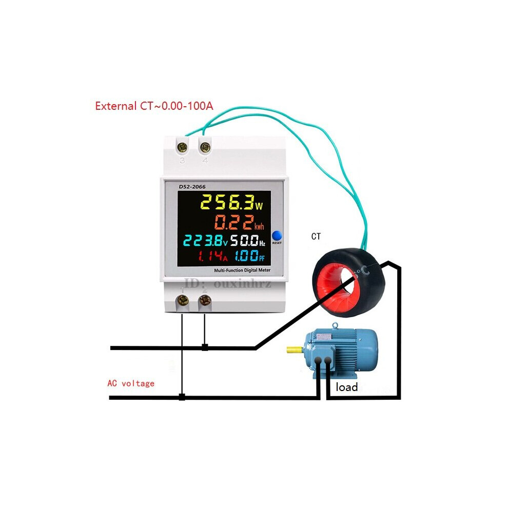 (Ac40-300, External Ct) Ac40v~450V 100A Digital Single Phase Energy Meter Tester Electricity Usage Monitor Power Voltmeter Ammeter 8727971259009