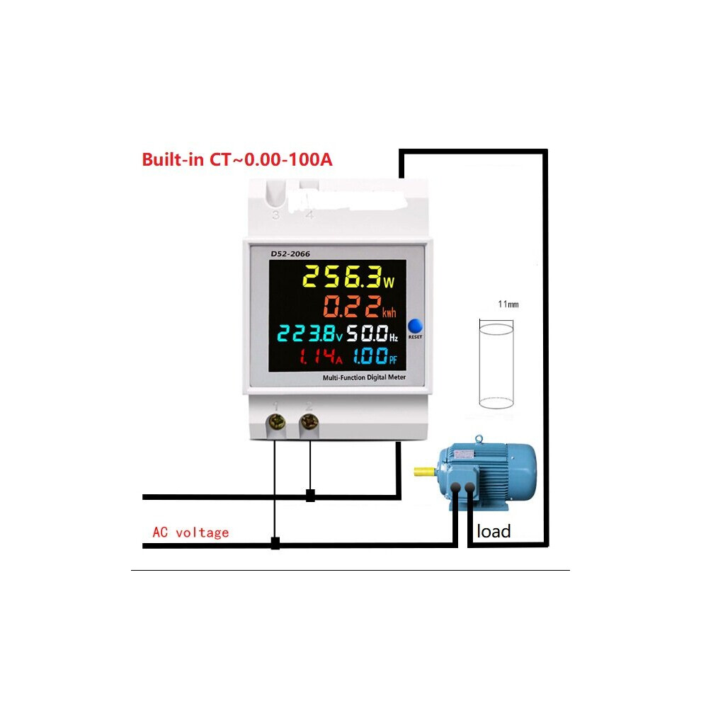 (AC40-300, Built-in CT) AC40V~450V 100A Digital Single Phase Energy Meter Tester Electricity Usage Monitor Power Voltmeter Ammeter