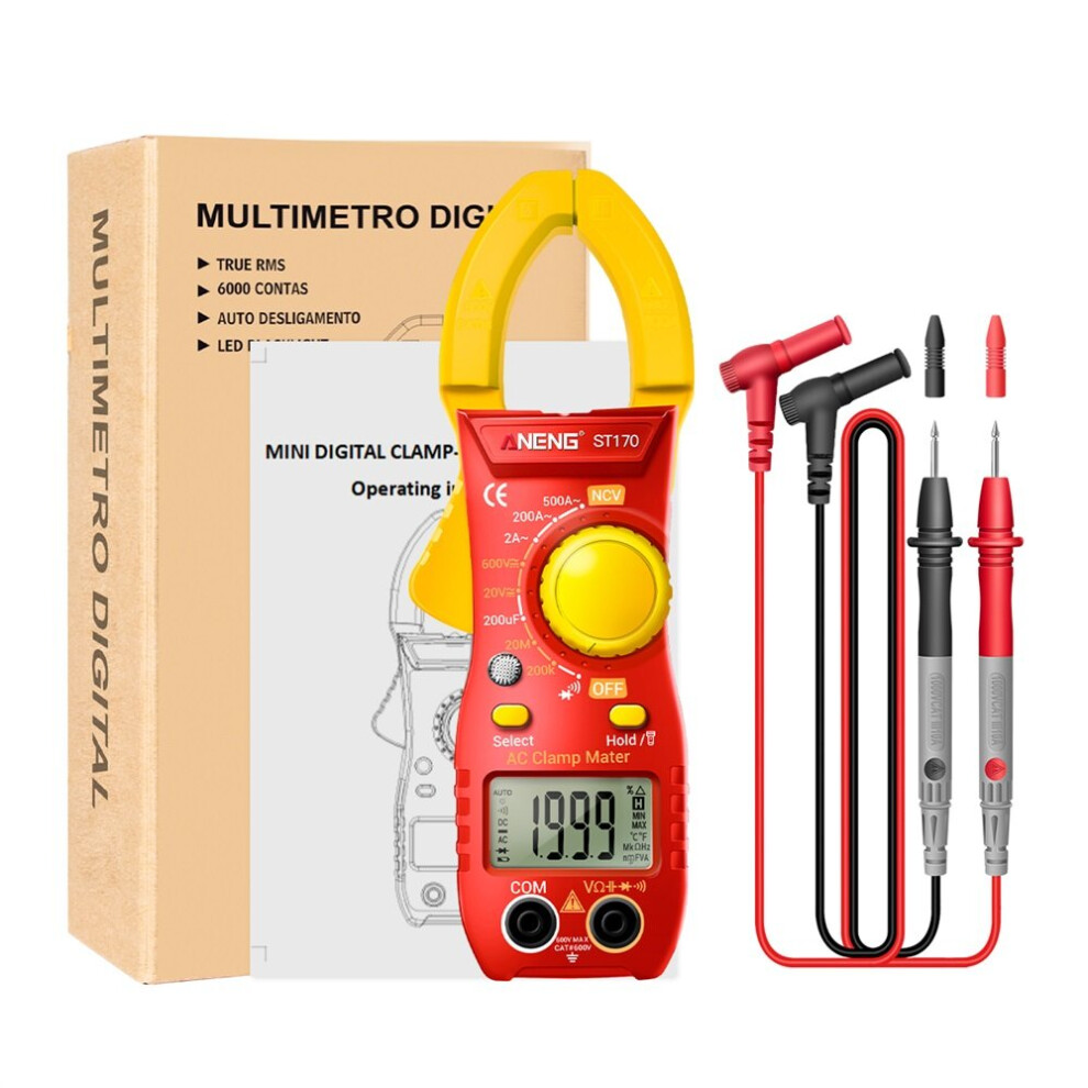 (Yellow) 1999 Counts Digital Clamp Meter AC Current Multimeter Diode Current Voltage Capacitance NCV Ohm Test Tool