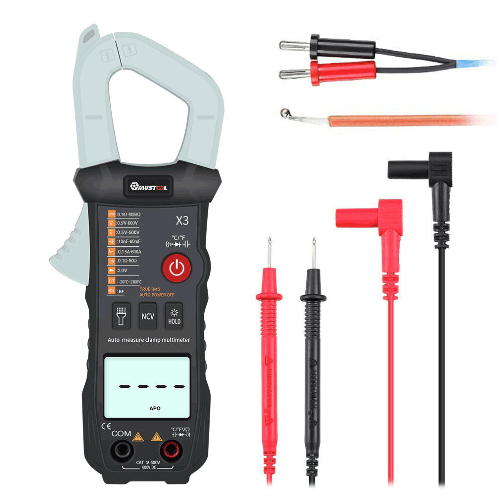 Intelligent True RMS Clamp Meter 6000 Counts Digital Multimeter with NCV Resistor Diode Capacitor Test