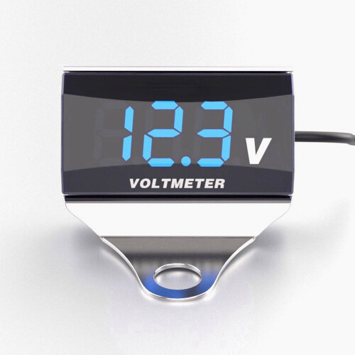 (Silver+Blue) 12-150V LED Display Digital Voltmeter Voltage Gauge Panel Meter With Bracket For Motorcycle Scooter Car