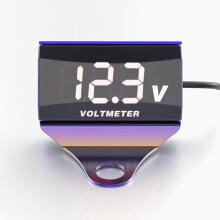 (Purple+White) 12-150V LED Display Digital Voltmeter Voltage Gauge Panel Meter With Bracket For Motorcycle Scooter Car