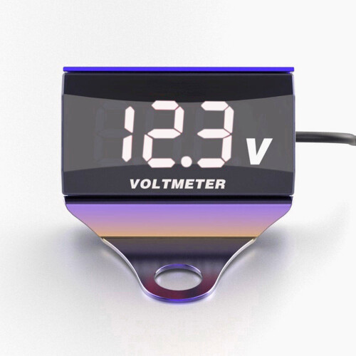 (Purple+White) 12-150V LED Display Digital Voltmeter Voltage Gauge Panel Meter With Bracket For Motorcycle Scooter Car