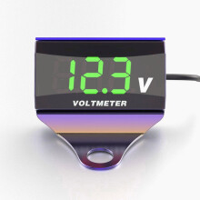 (Purple+Green) 12-150V LED Display Digital Voltmeter Voltage Gauge Panel Meter With Bracket For Motorcycle Scooter Car