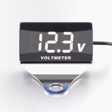 (Silver+White) 12-150V LED Display Digital Voltmeter Voltage Gauge Panel Meter With Bracket For Motorcycle Scooter Car