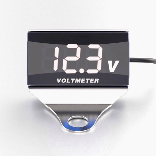 (Silver+White) 12-150V LED Display Digital Voltmeter Voltage Gauge Panel Meter With Bracket For Motorcycle Scooter Car
