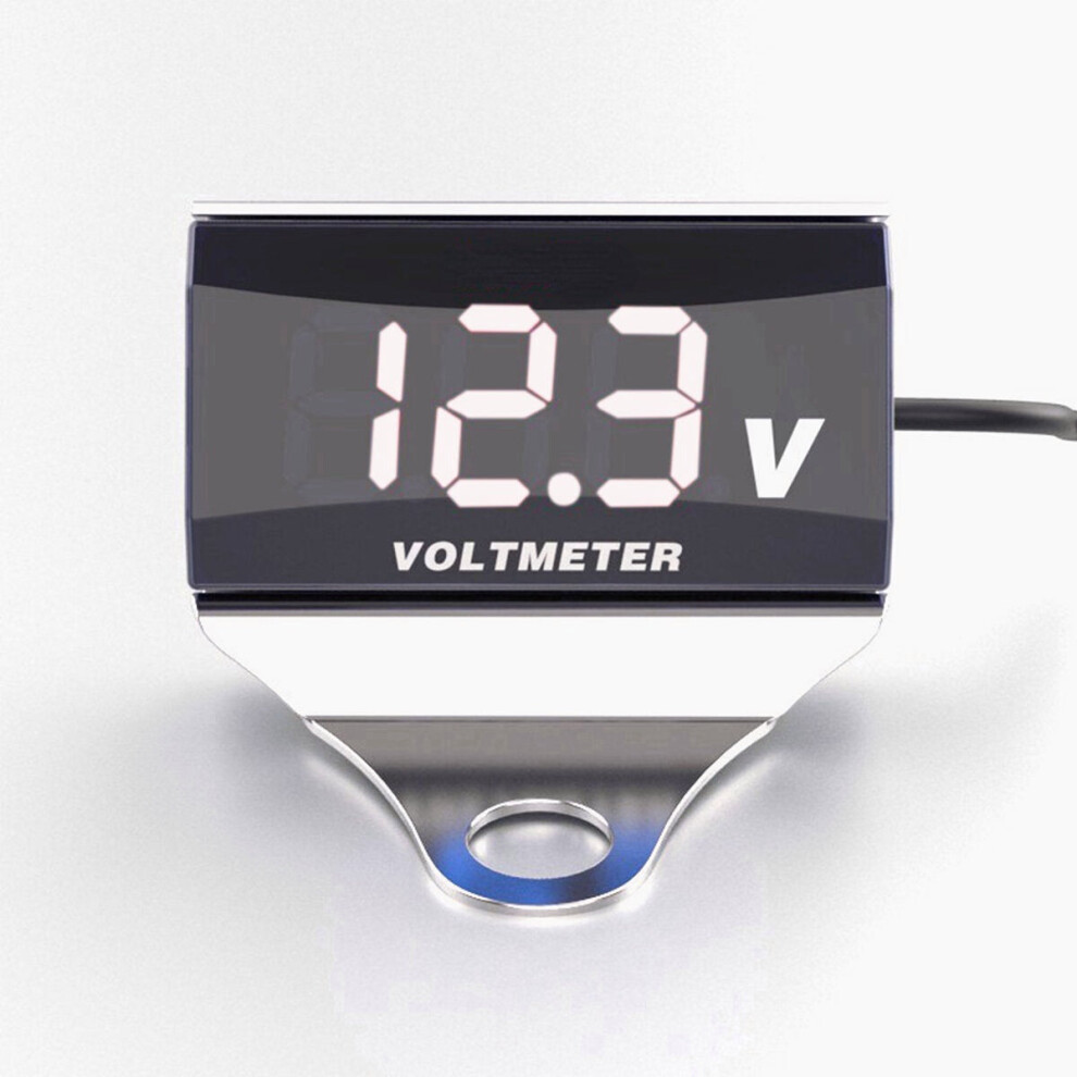 (Silver+White) 12-150V LED Display Digital Voltmeter Voltage Gauge Panel Meter With Bracket For Motorcycle Scooter Car-image-OPC-PFKBQ8R-NEW