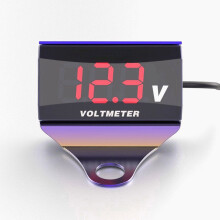(Purple+Red) 12-150V LED Display Digital Voltmeter Voltage Gauge Panel Meter With Bracket For Motorcycle Scooter Car
