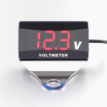 (Silver+Red) 12-150V LED Display Digital Voltmeter Voltage Gauge Panel Meter With Bracket For Motorcycle Scooter Car