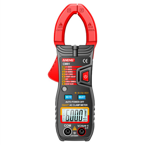 (Red) 6000 Counts Auto Range NCV Digital Clamp Meter DC/AC Voltage Current Resistance Frequency Capacitance Tester 2