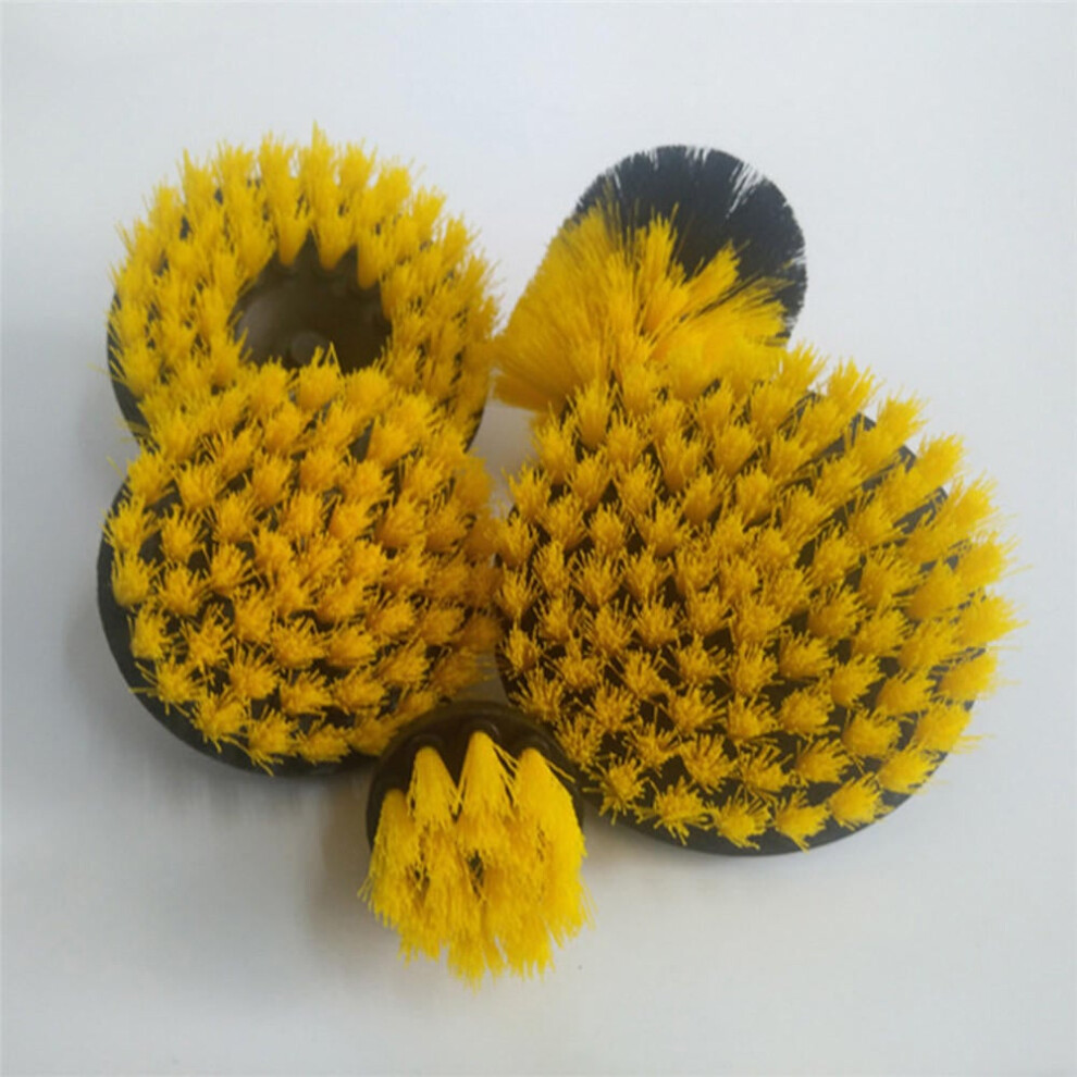 (Yellow) 5pcs 2/3.5/4/5 Inch Drill Brushes Scrubber Cleaning Brush Yellow/Blue/Red