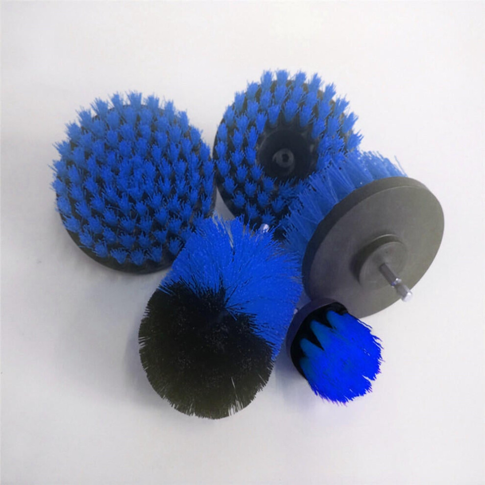 (Blue) 5pcs 2/3.5/4/5 Inch Drill Brushes Scrubber Cleaning Brush Yellow/Blue/Red