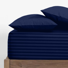 (Extra Deep King Fitted Sheet, Navy Blue Bed Sheet 40cm Stripe Pattern) 40cm Stripe Fitted Bed Sheets Single Double King