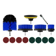 (Blue) 14pcs Drill Brush Tub Clean Electric Grout Power Scrubber Cleaning Tool Kit