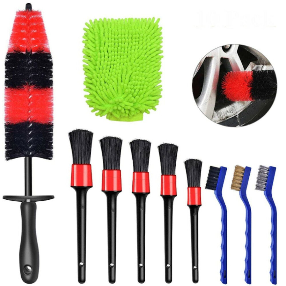 10pcs Detailed Brush Wheel Hub Cleaning Brush Car Wash Glove Gap Brush Set for Cleaning Cars and Car Washes