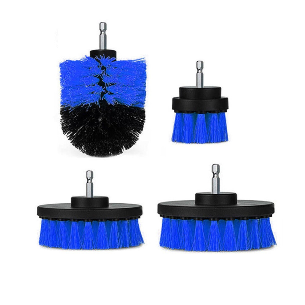 (Blue) 4pcs 2/3.5/4/5 Inch Drill Brush Kit Tub Cleaner Scrubber Cleaning Brushes Yellow/Red/Blue