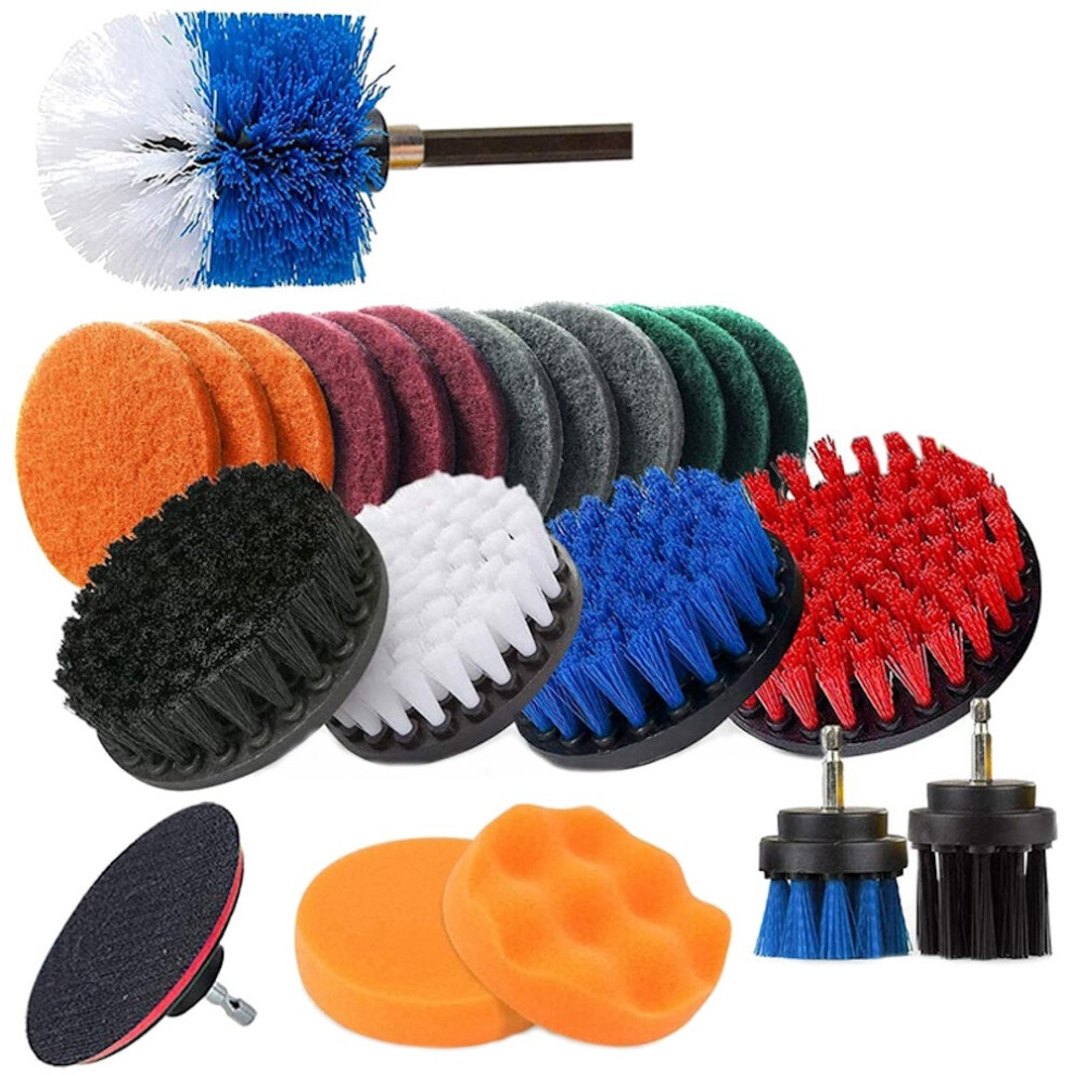 23Pcs Electric Drill Brush Set Multifunctional Car Wash Brush Porcelain Room Cleaning Set with Extend Long Attachment
