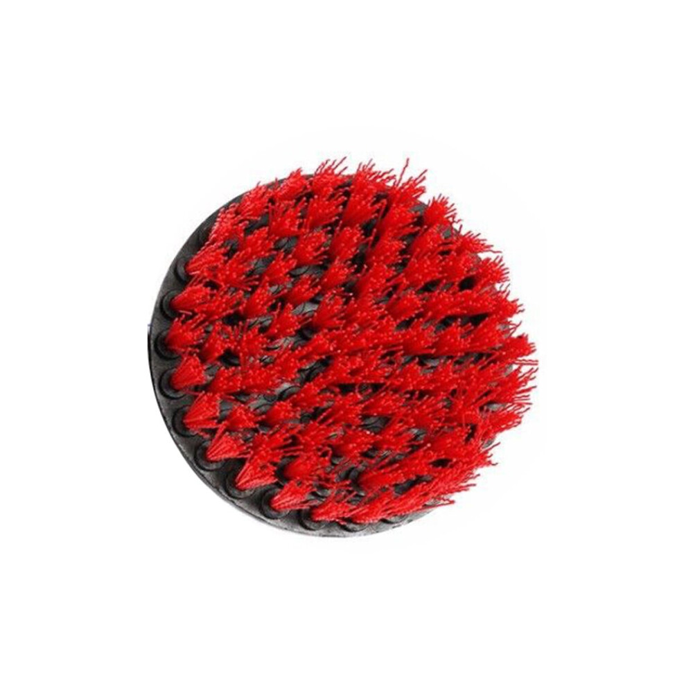 (Red) 5 Inch Red/Yellow/Blue Bristle Electric Drill Brush Cleaning Brush for Dust Removal