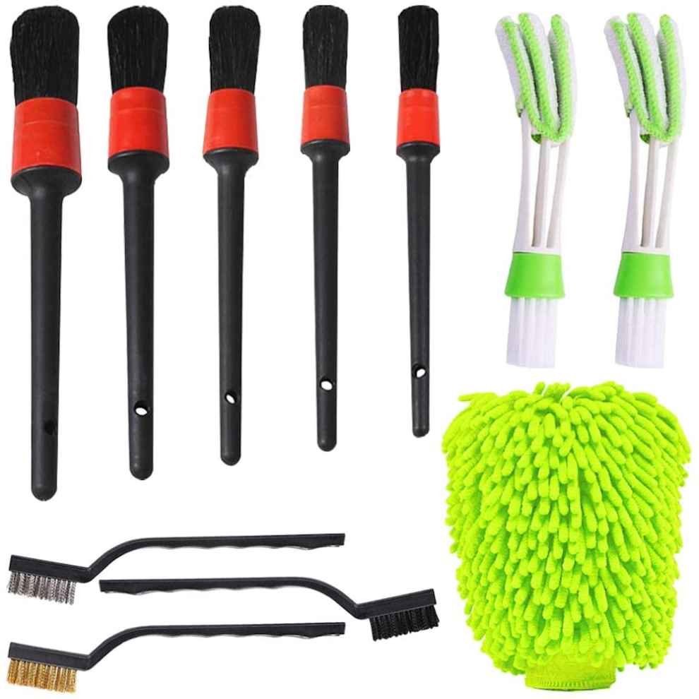 11-piece Set Car Washer Metal Cover Gap Brush Car Wash Brush Set Car Detail Cleaning Brush