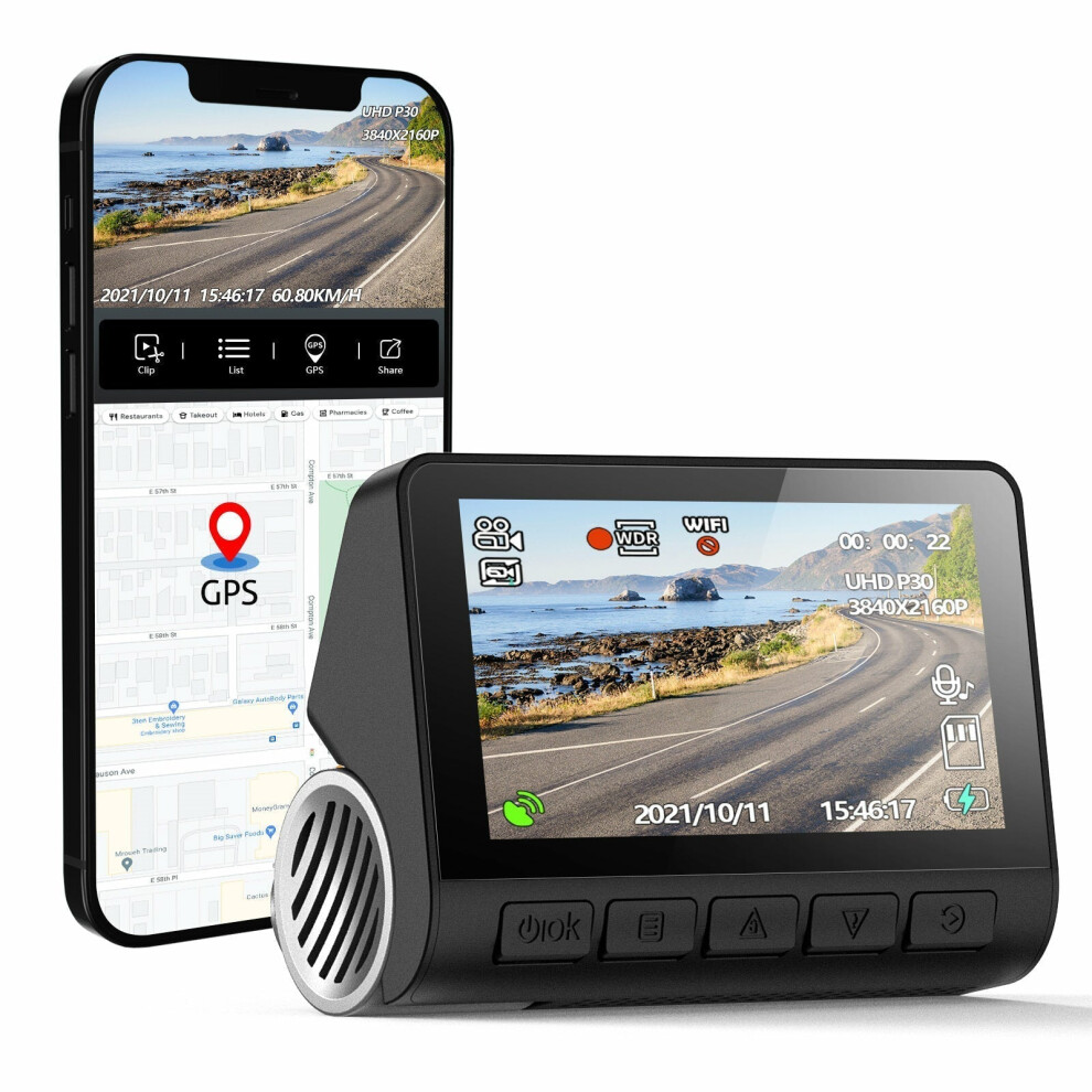 (Without Rear Camera) Dash Cam Car Dvr 2160P Gps Adas 24H Parking Support Rear Cam Night Vision Voice Prompt App Control 9078193195040