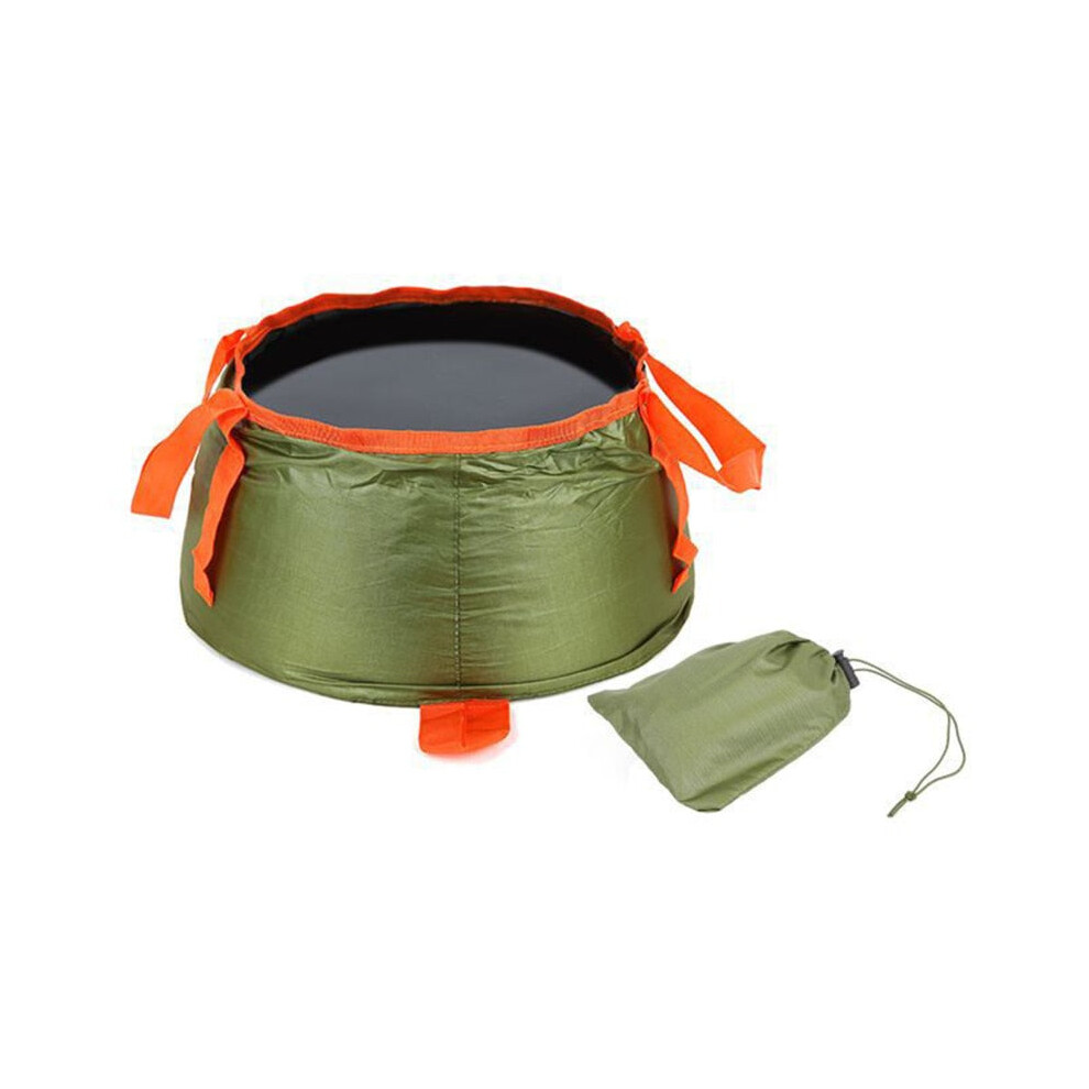 (Army Green) Portable Water Buckets For Outdoor Hiking Camping Folding Washing Basin Pot Durable Polyester Water Container Bag