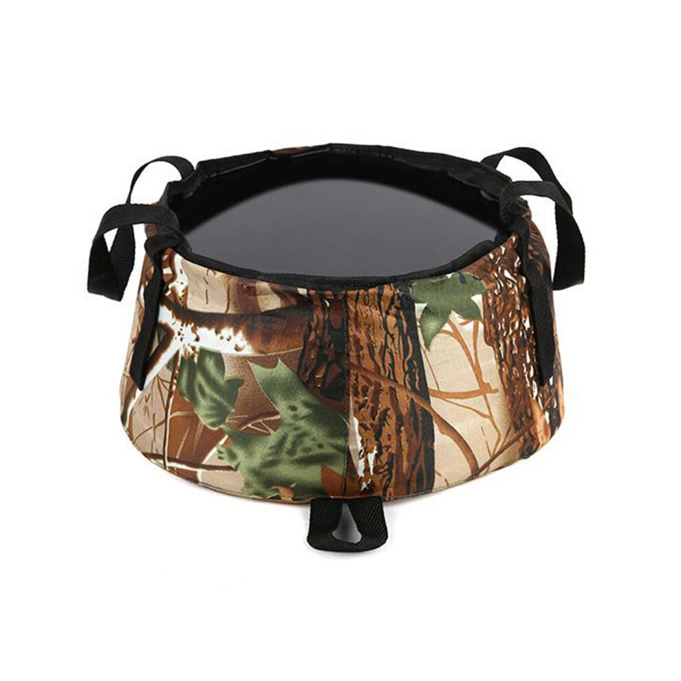 (Dark Green) Portable Water Buckets For Outdoor Hiking Camping Folding Washing Basin Pot Durable Polyester Water Container Bag