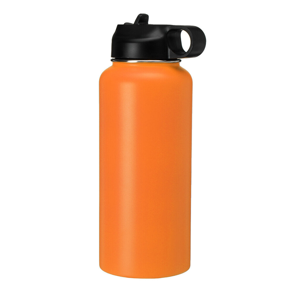 (Orange) Women 946ML Portable Stainless Steel Thermos Vacuum Cup Outdoor Camping Traveling Water Bottle 32 Ounce Men Sports Water Cup
