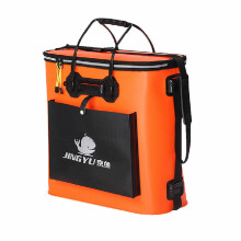 (Orange, 2#) Portable Folding Fish Wear Bucket Outdoor EVA Fishing Tackle Boxes with Handle Fishing Bags Outdoor Fishing Water Tank
